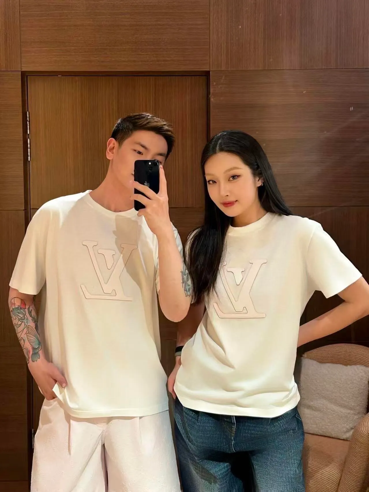 Louis Vuitton/Louis Vuitton laser cut logo short sleeves